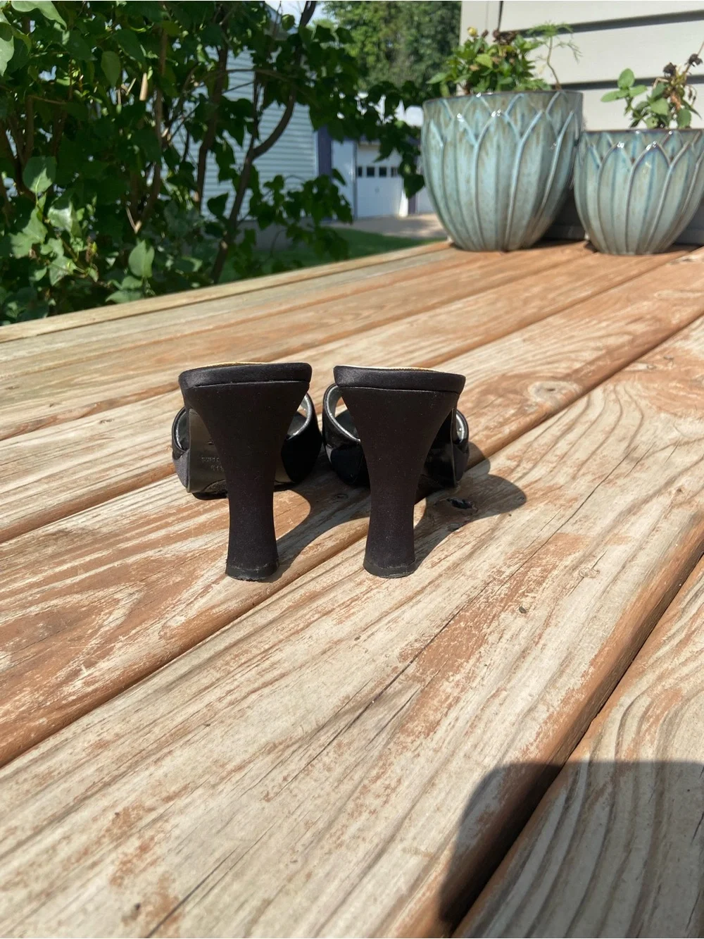 Massimo Black Open-Toe High Heel Mules